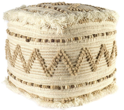 18" Beige Geometric Cube Ottoman HomeRoots