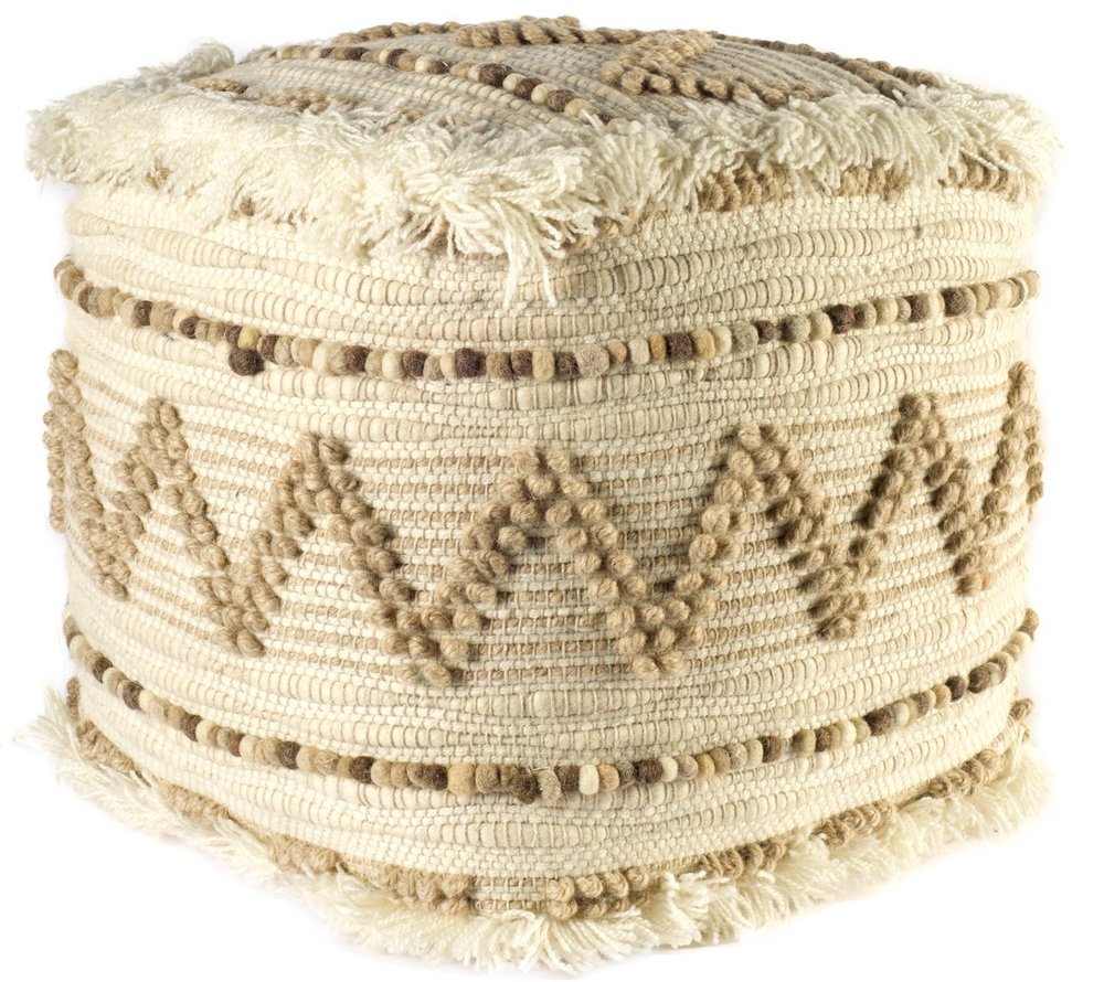 18" Beige Geometric Cube Ottoman HomeRoots
