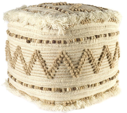 18" Beige Geometric Cube Ottoman HomeRoots