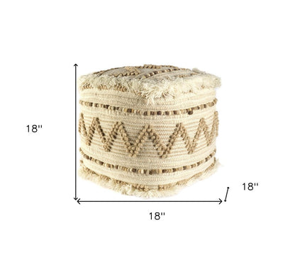 18" Beige Geometric Cube Ottoman HomeRoots