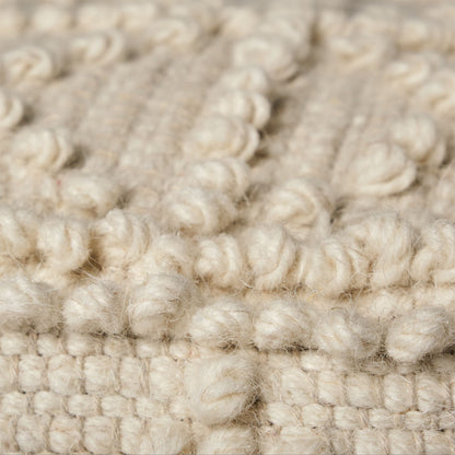 18" Ivory Wool Knubby Geometric Cube Pouf Ottoman HomeRoots