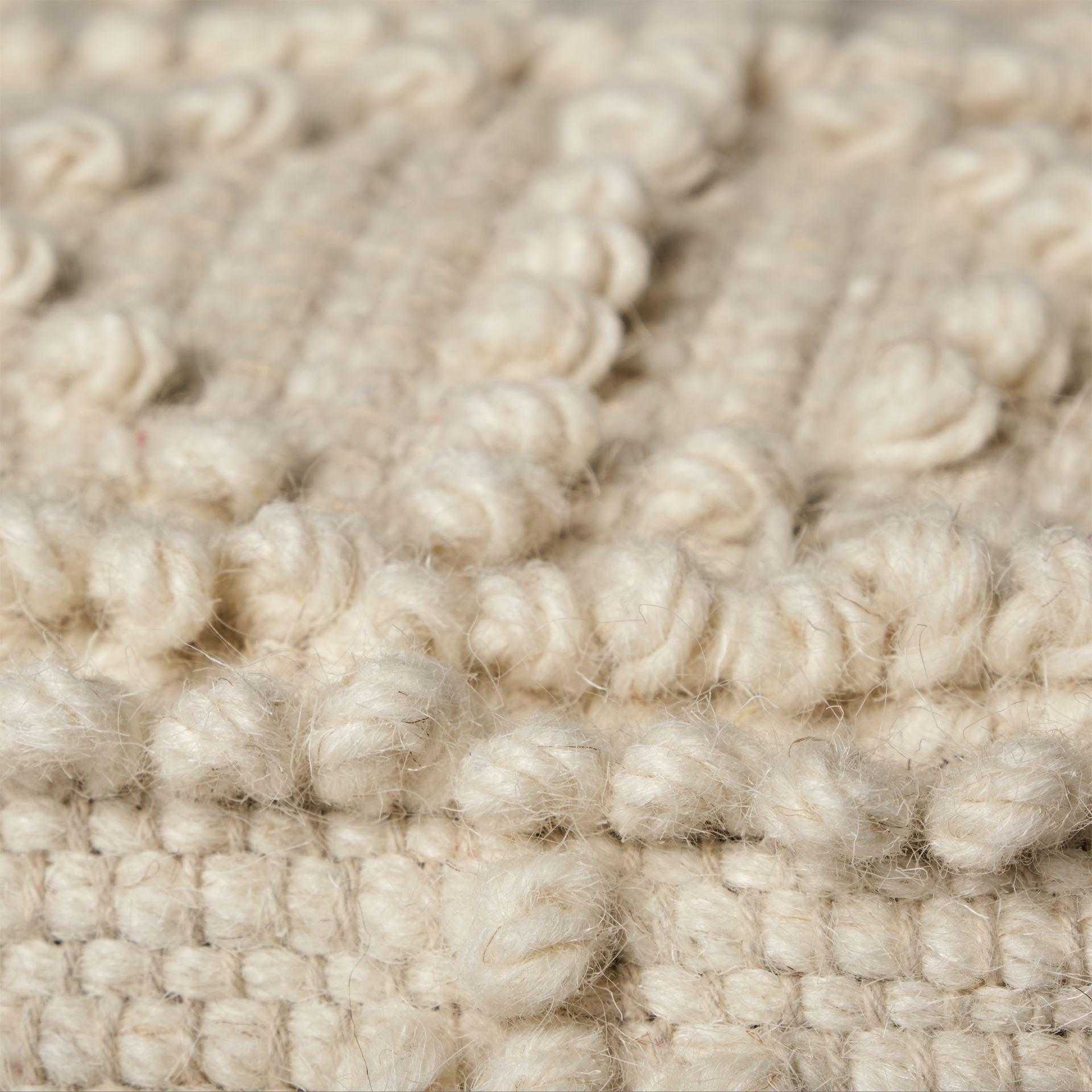 Ivory Wool Sqaure Pouf With Popcorn Detail - FurniFindUSA
