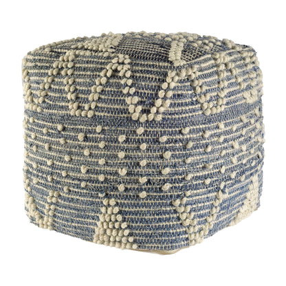 18" Blue Geometric Pouf Ottoman HomeRoots