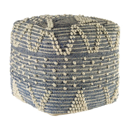 18" Blue Geometric Pouf Ottoman HomeRoots