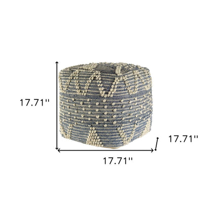 18" Blue Geometric Pouf Ottoman HomeRoots