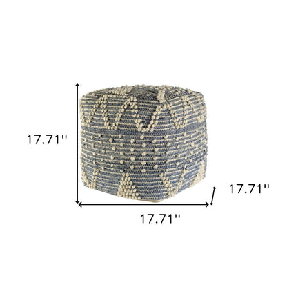 18" Blue Geometric Pouf Ottoman HomeRoots