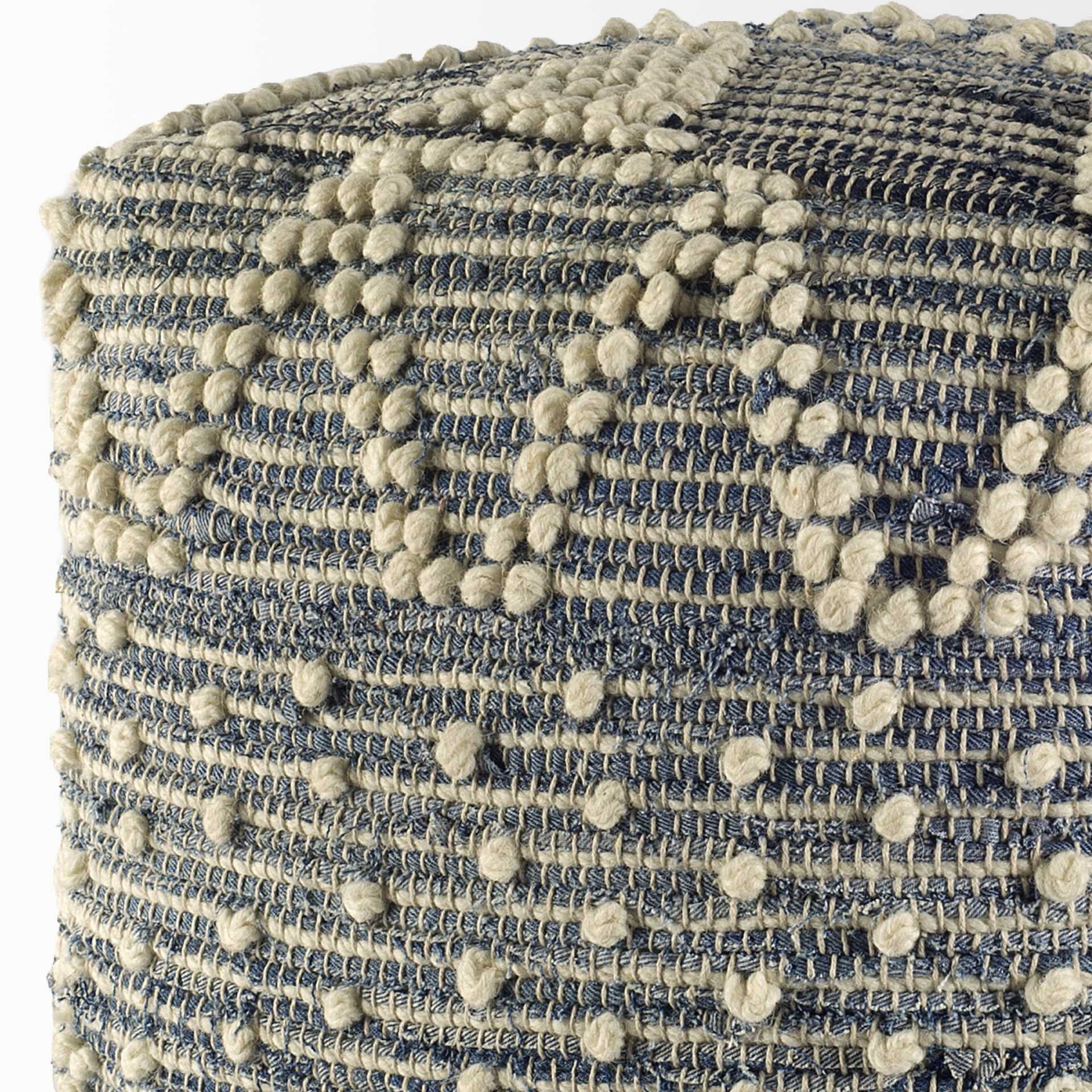 18" Blue Geometric Pouf Ottoman HomeRoots