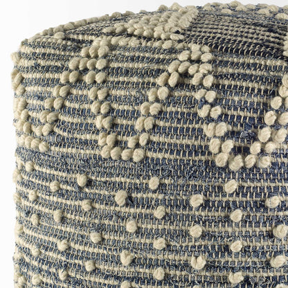 18" Blue Geometric Pouf Ottoman HomeRoots