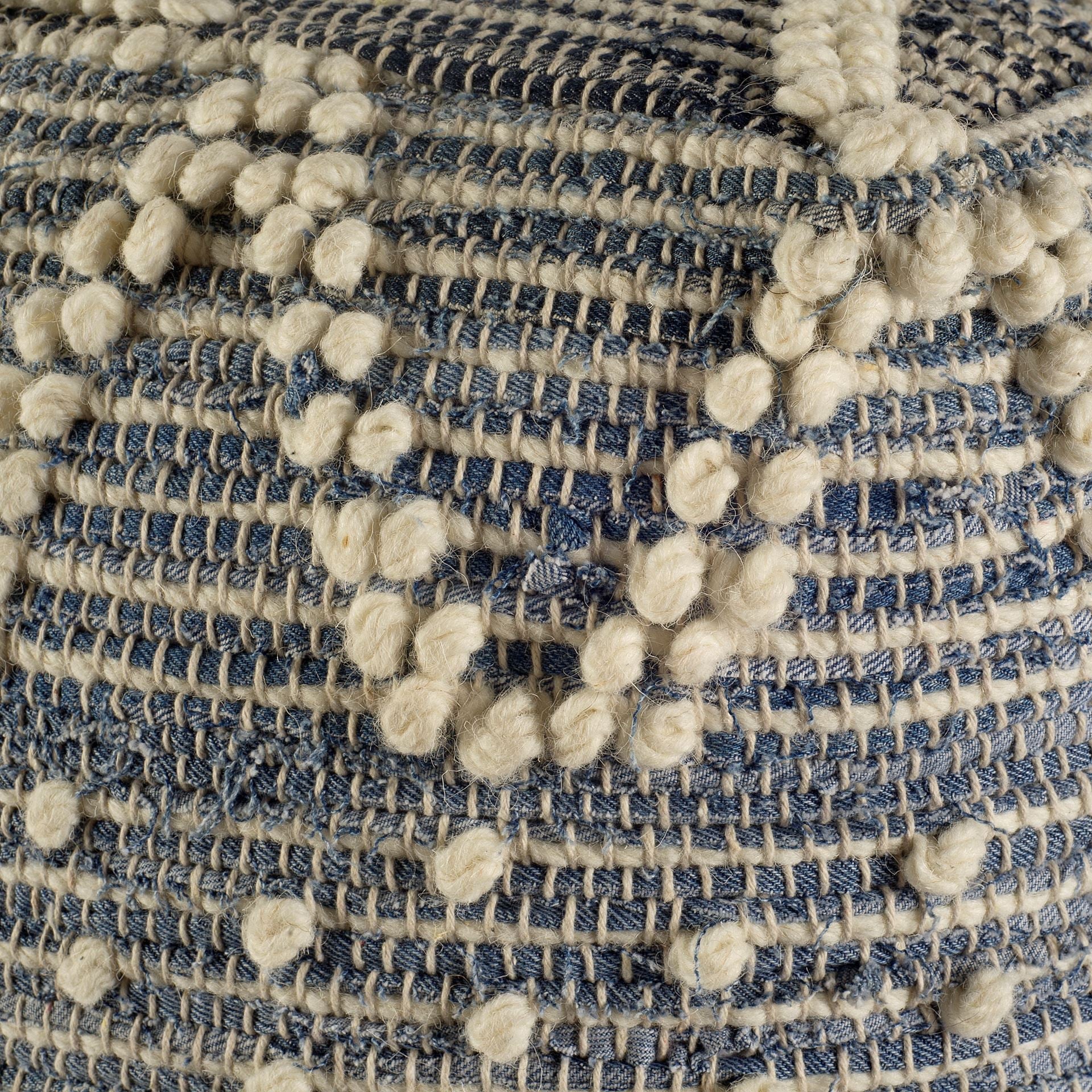 18" Blue Geometric Pouf Ottoman HomeRoots