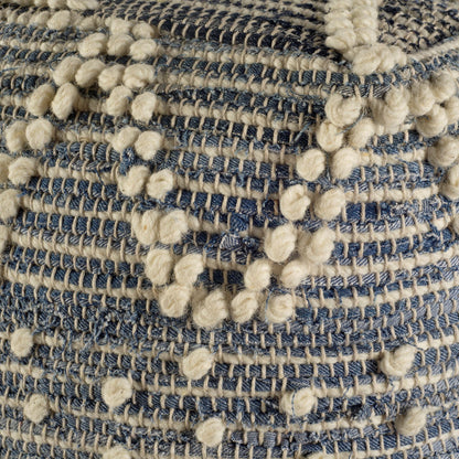 18" Blue Geometric Pouf Ottoman HomeRoots