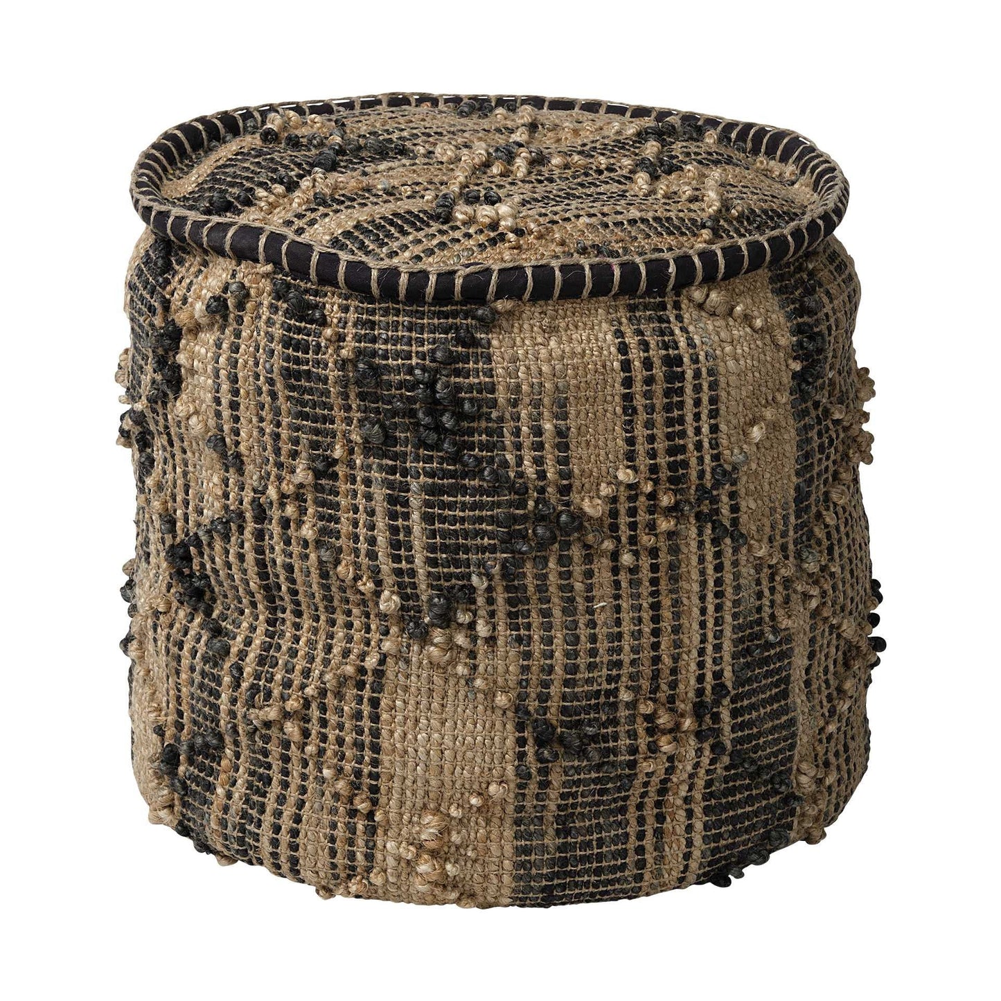 20" Jute Cylinder Geometric Pouf Ottoman HomeRoots