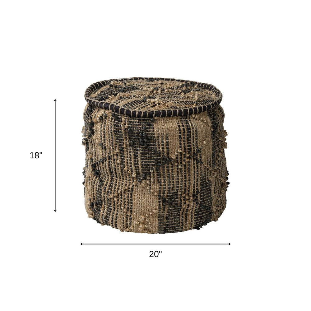 20" Jute Cylinder Geometric Pouf Ottoman HomeRoots