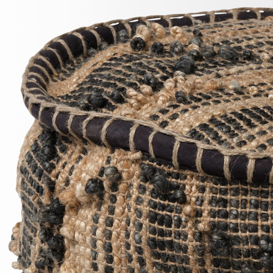 20" Jute Cylinder Geometric Pouf Ottoman HomeRoots