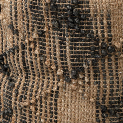 20" Jute Cylinder Geometric Pouf Ottoman HomeRoots