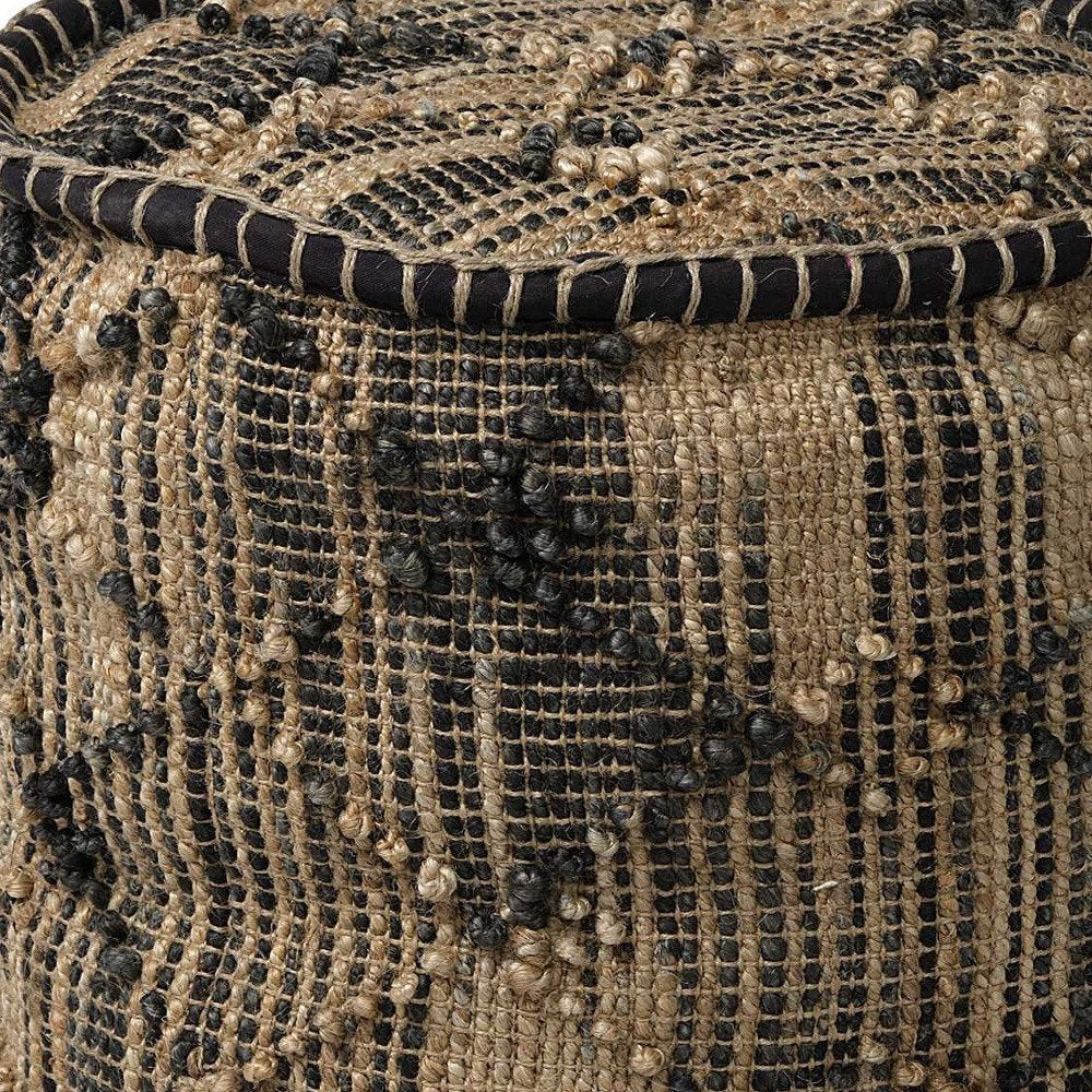 20" Jute Cylinder Geometric Pouf Ottoman HomeRoots