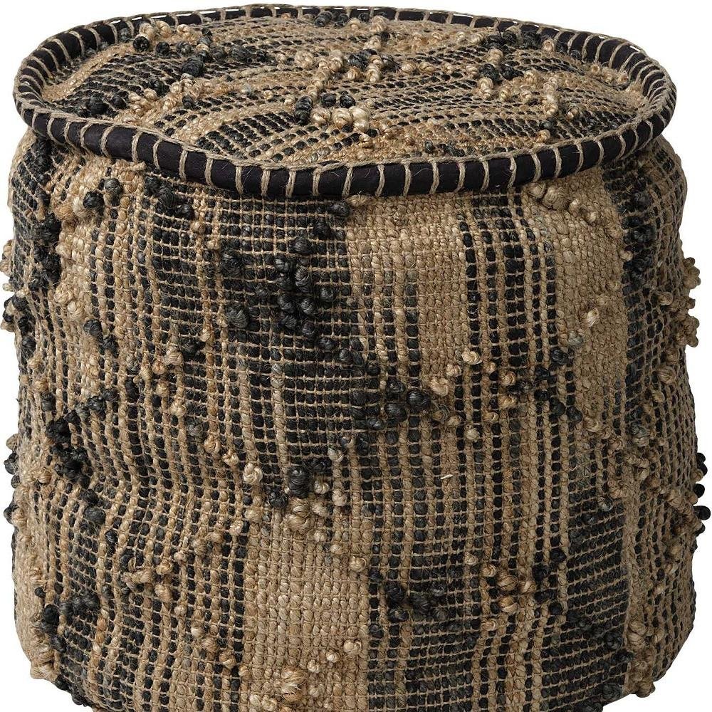 20" Jute Cylinder Geometric Pouf Ottoman HomeRoots