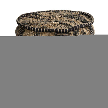20" Jute Cylinder Geometric Pouf Ottoman HomeRoots
