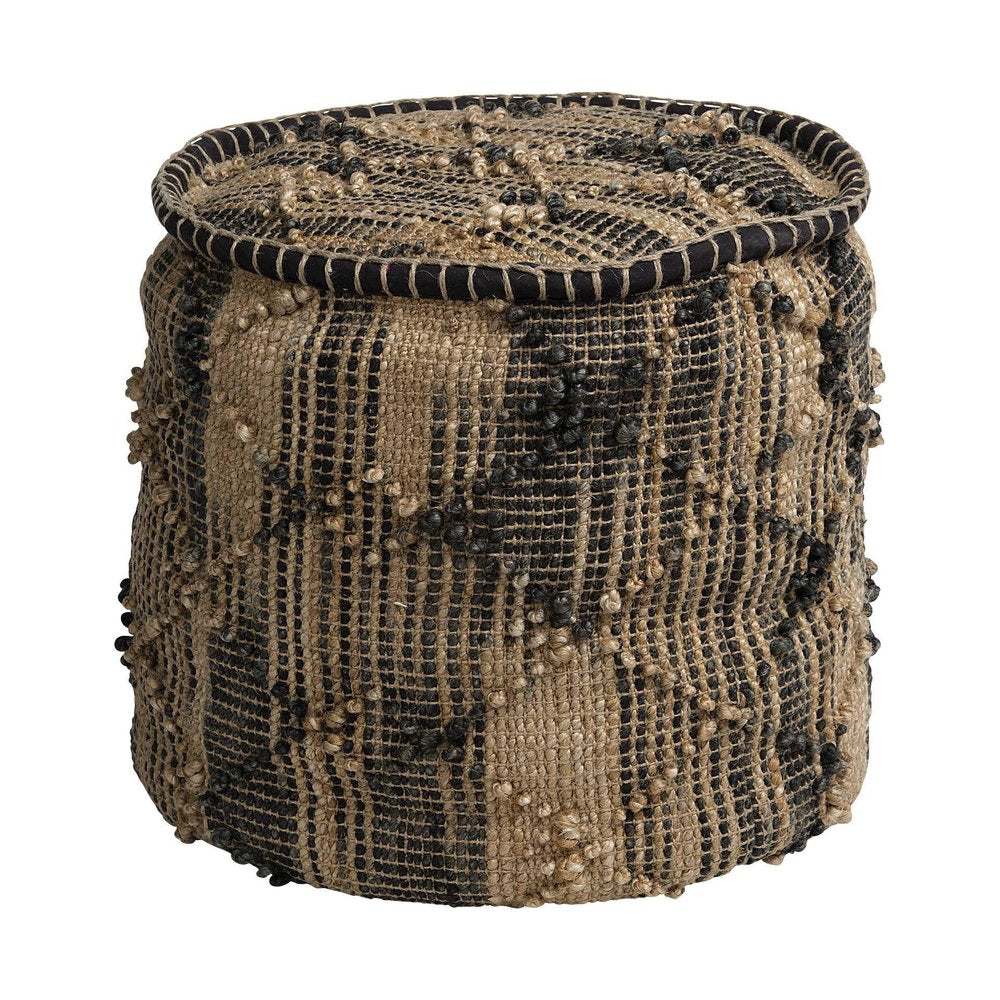 20" Jute Cylinder Geometric Pouf Ottoman HomeRoots
