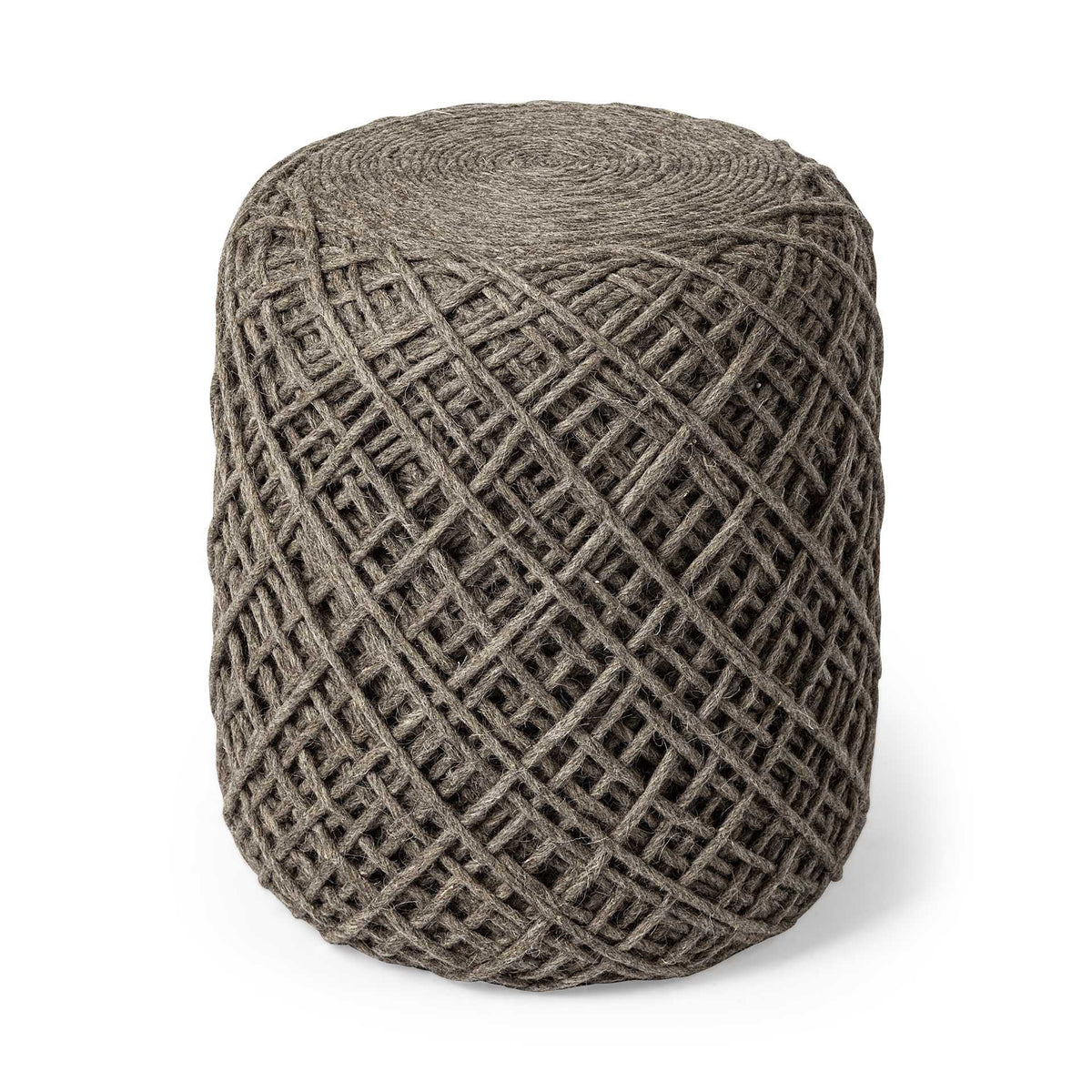 16" Brown Upholstery Cylinder Abstract Pouf Ottoman — view 1