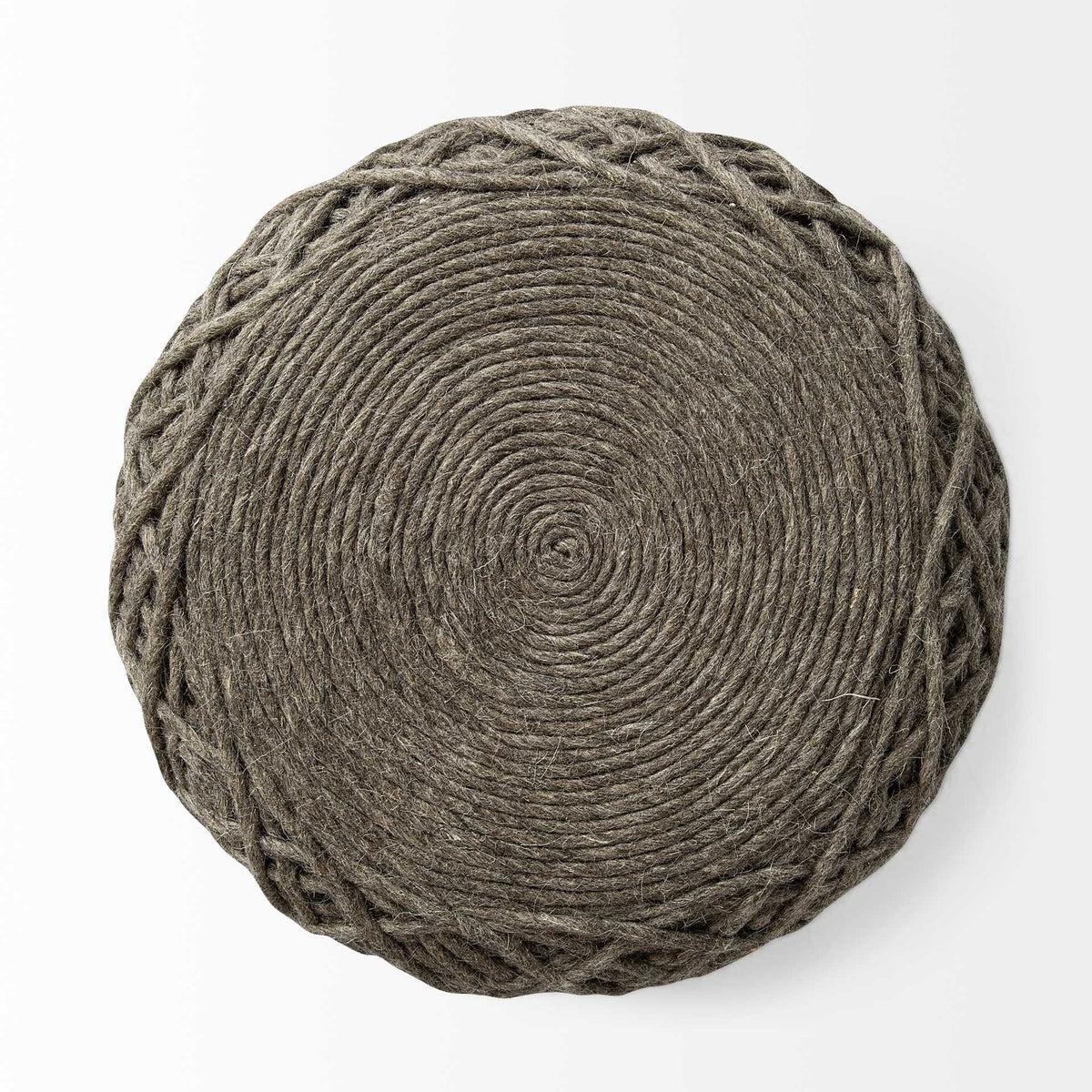 16" Brown Upholstery Cylinder Abstract Pouf Ottoman HomeRoots