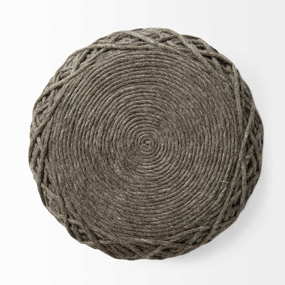 16" Brown Upholstery Cylinder Abstract Pouf Ottoman HomeRoots