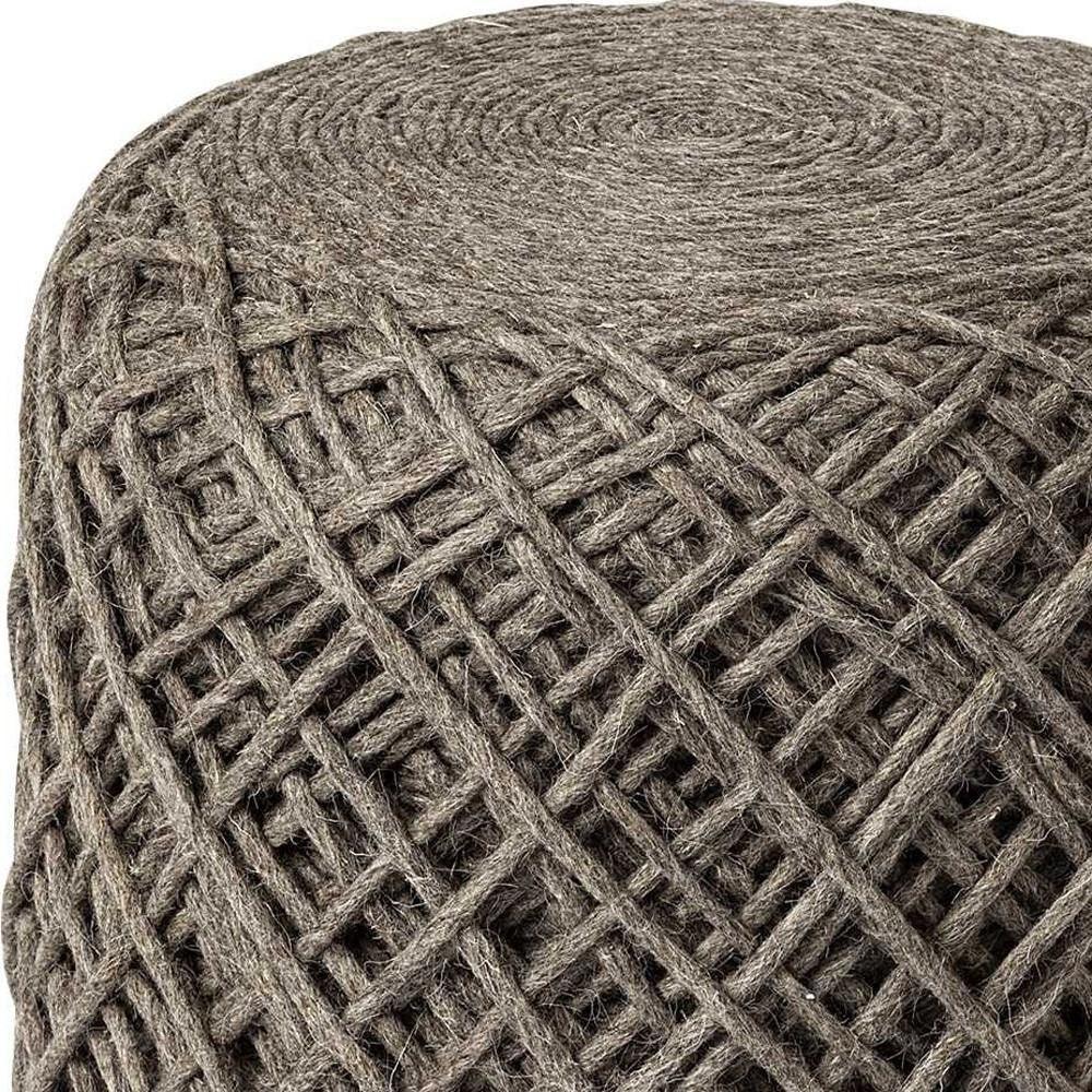 16" Brown Upholstery Cylinder Abstract Pouf Ottoman HomeRoots