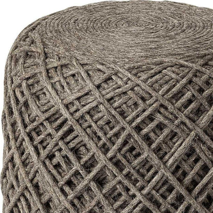 16" Brown Upholstery Cylinder Abstract Pouf Ottoman HomeRoots