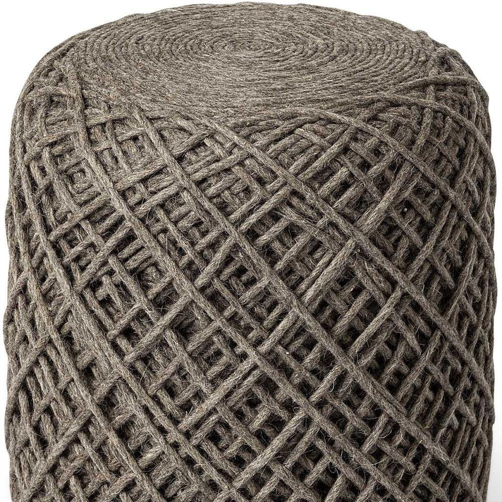 16" Brown Upholstery Cylinder Abstract Pouf Ottoman HomeRoots