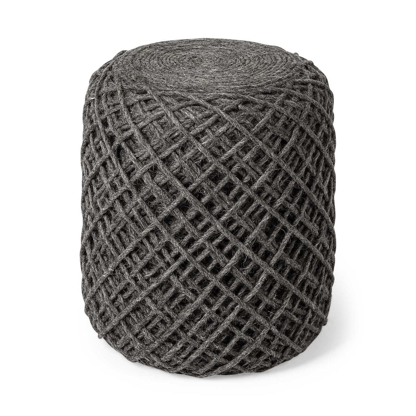 16" Gray Upholstery Cylinder Abstract Pouf Ottoman HomeRoots