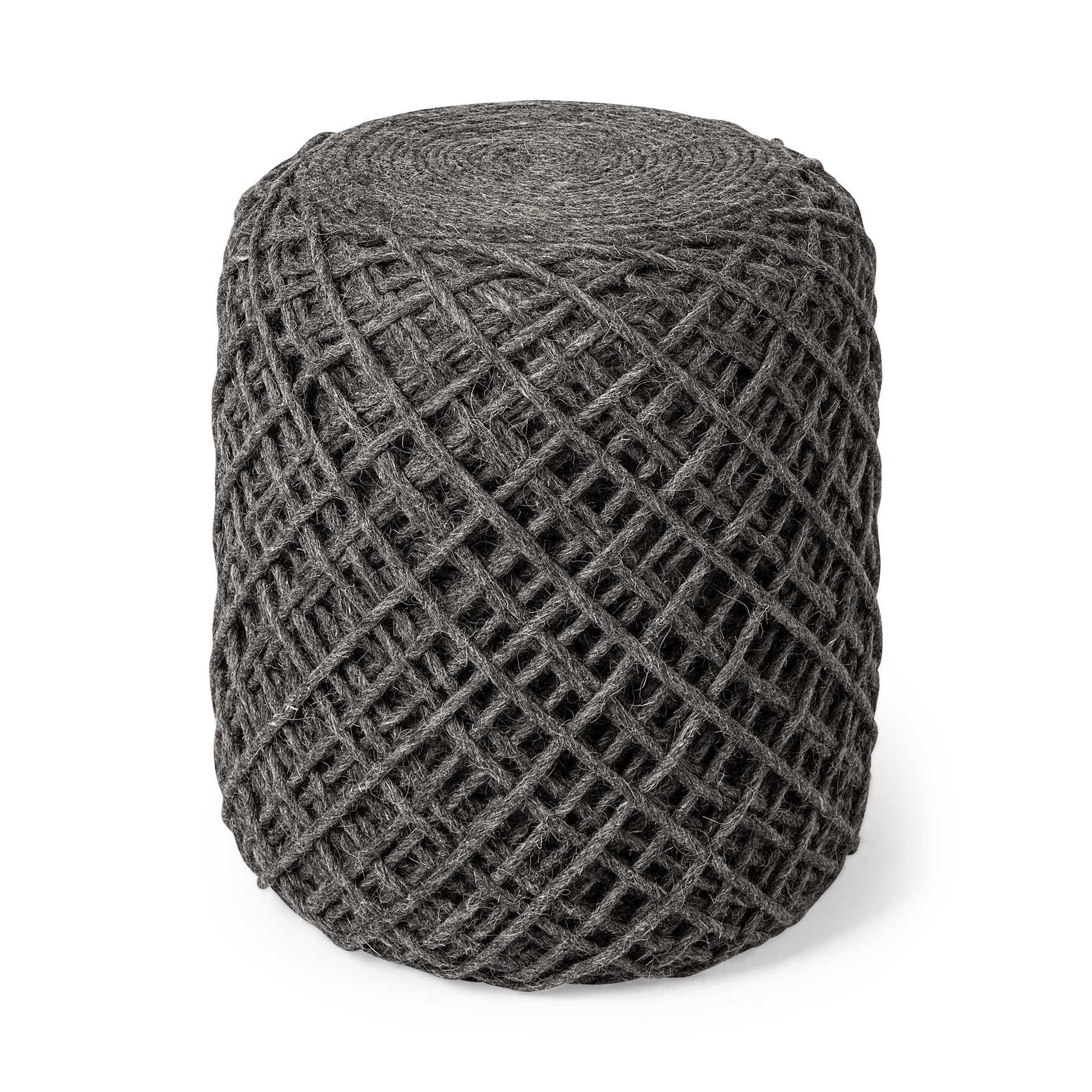 16" Gray Upholstery Cylinder Abstract Pouf Ottoman HomeRoots