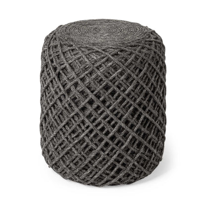 16" Gray Upholstery Cylinder Abstract Pouf Ottoman HomeRoots