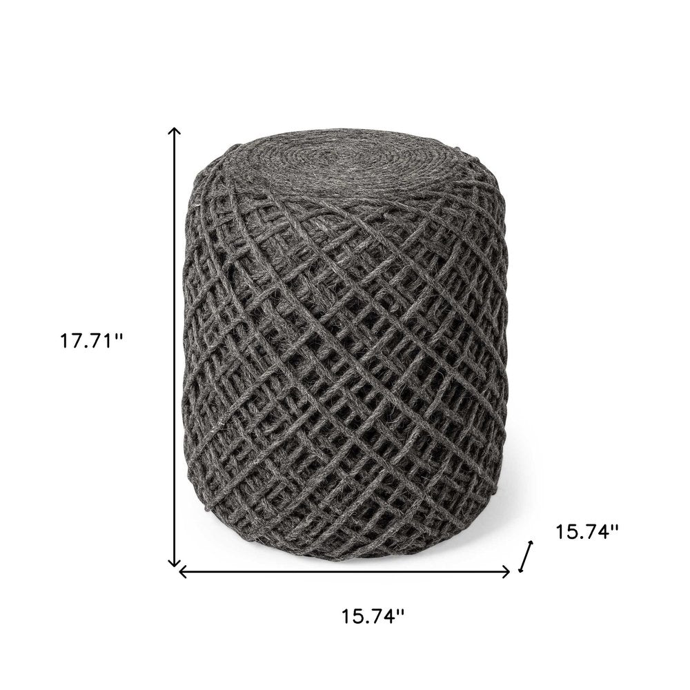 16" Gray Upholstery Cylinder Abstract Pouf Ottoman HomeRoots
