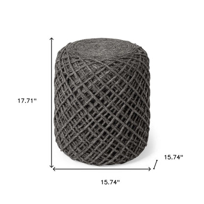 16" Gray Upholstery Cylinder Abstract Pouf Ottoman HomeRoots