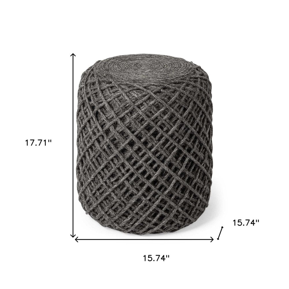 16" Gray Upholstery Cylinder Abstract Pouf Ottoman HomeRoots