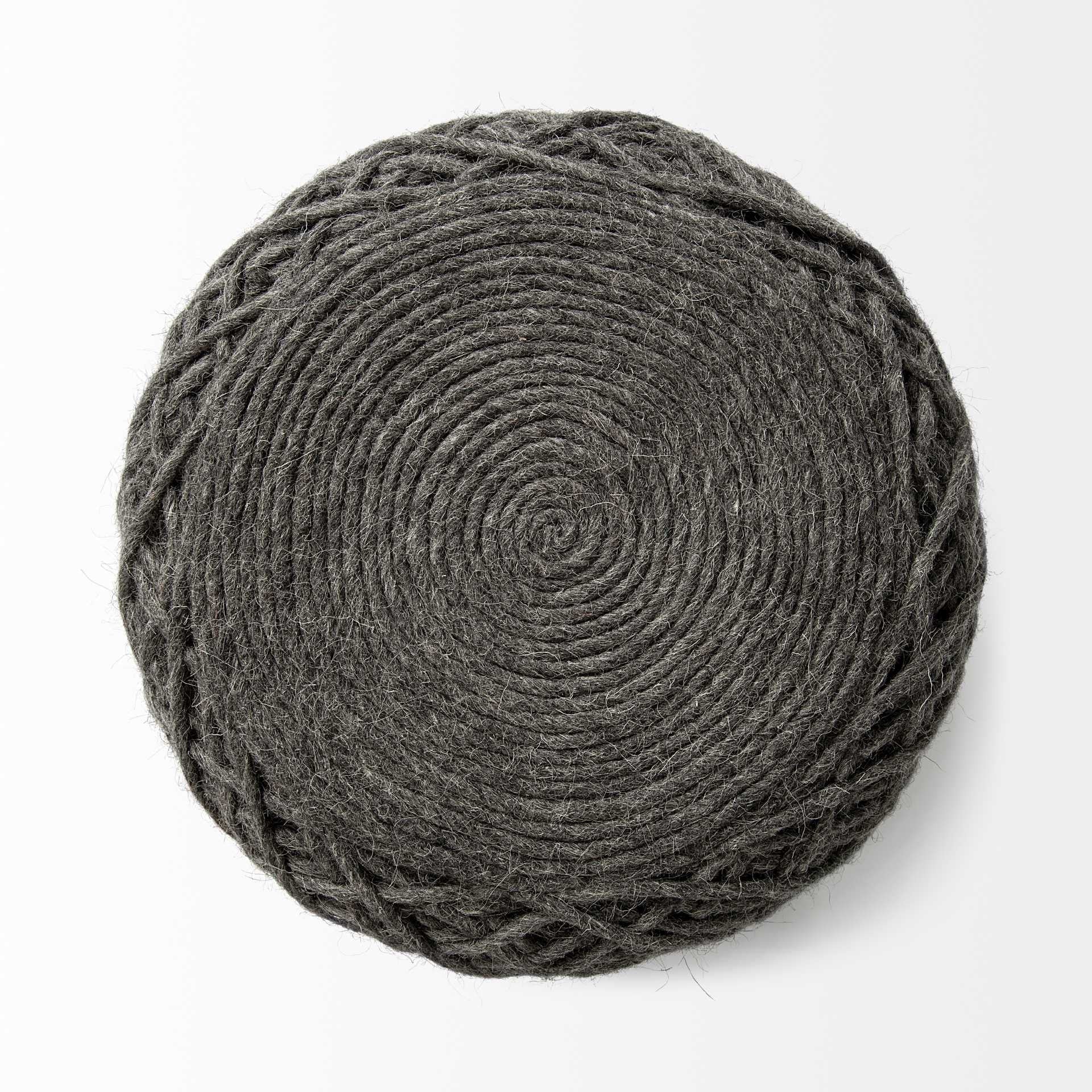 16" Gray Upholstery Cylinder Abstract Pouf Ottoman HomeRoots