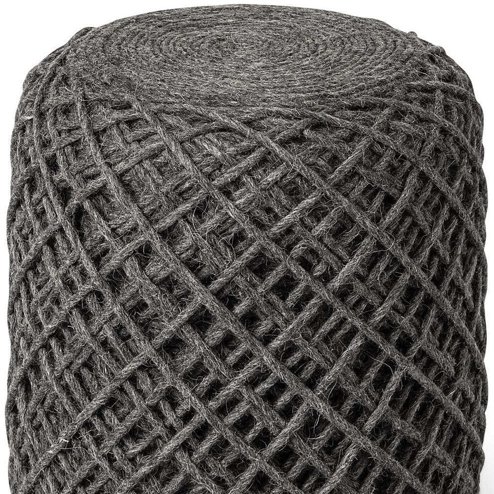 16" Gray Upholstery Cylinder Abstract Pouf Ottoman HomeRoots