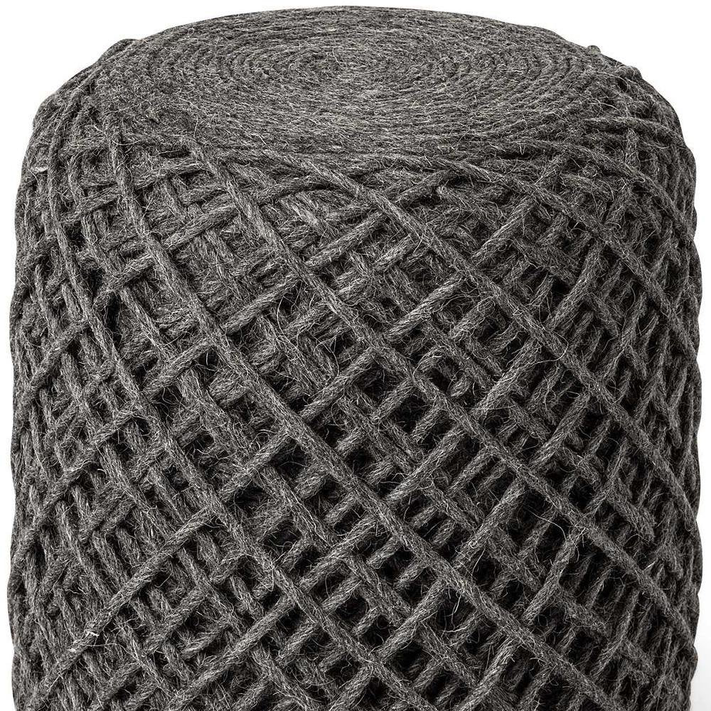16" Gray Upholstery Cylinder Abstract Pouf Ottoman HomeRoots