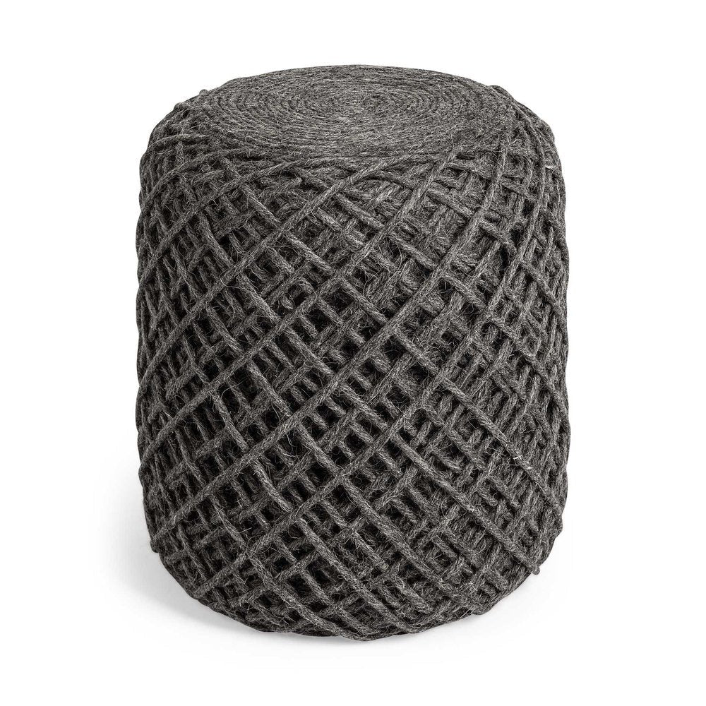 16" Gray Upholstery Cylinder Abstract Pouf Ottoman HomeRoots