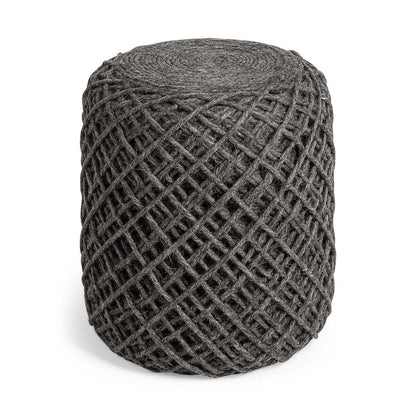 16" Gray Upholstery Cylinder Abstract Pouf Ottoman HomeRoots