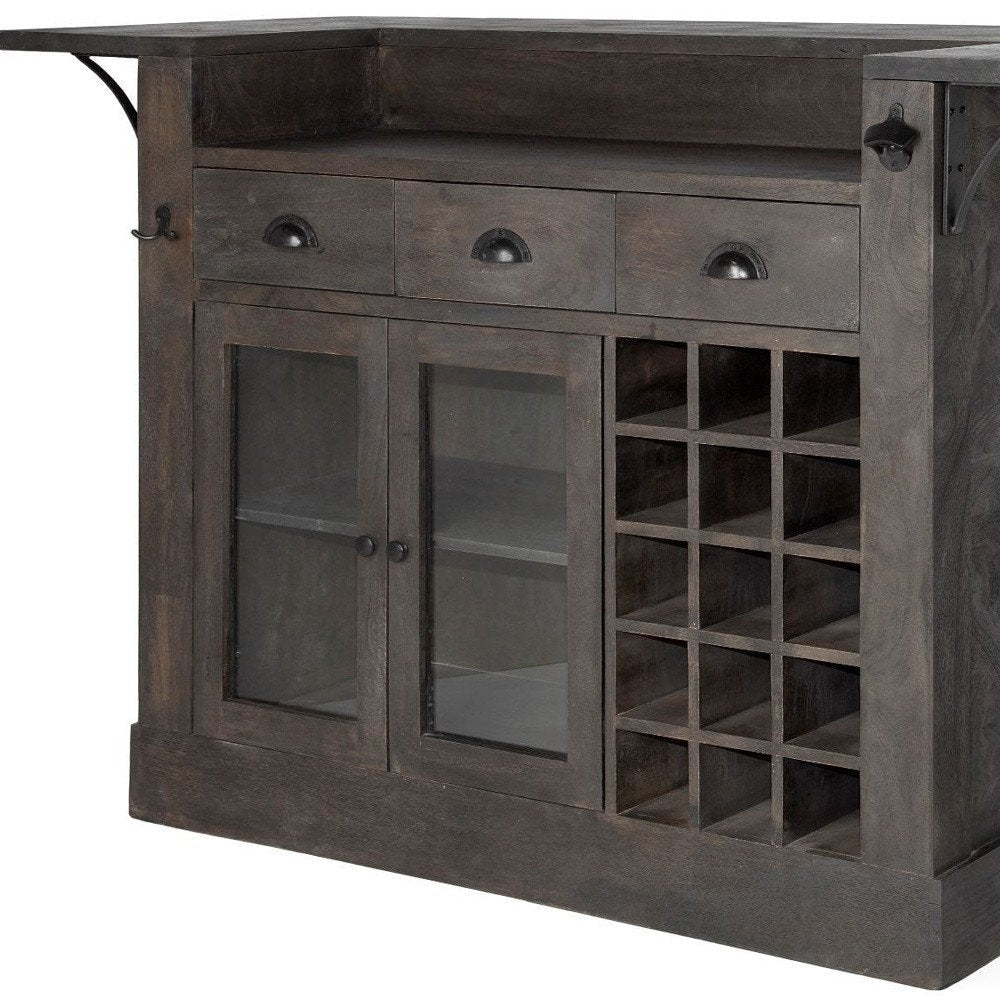 29" Gray Solid Wood Rolling Kitchen Island With Storage HomeRoots