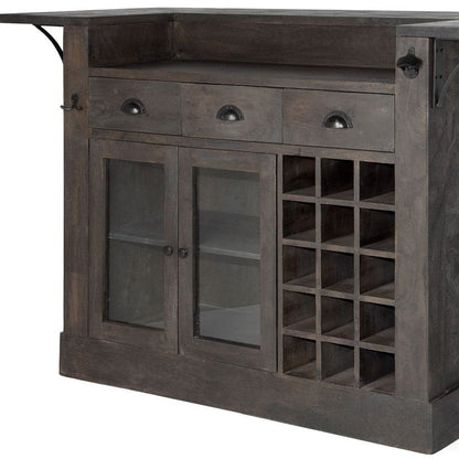 29" Gray Solid Wood Rolling Kitchen Island With Storage HomeRoots
