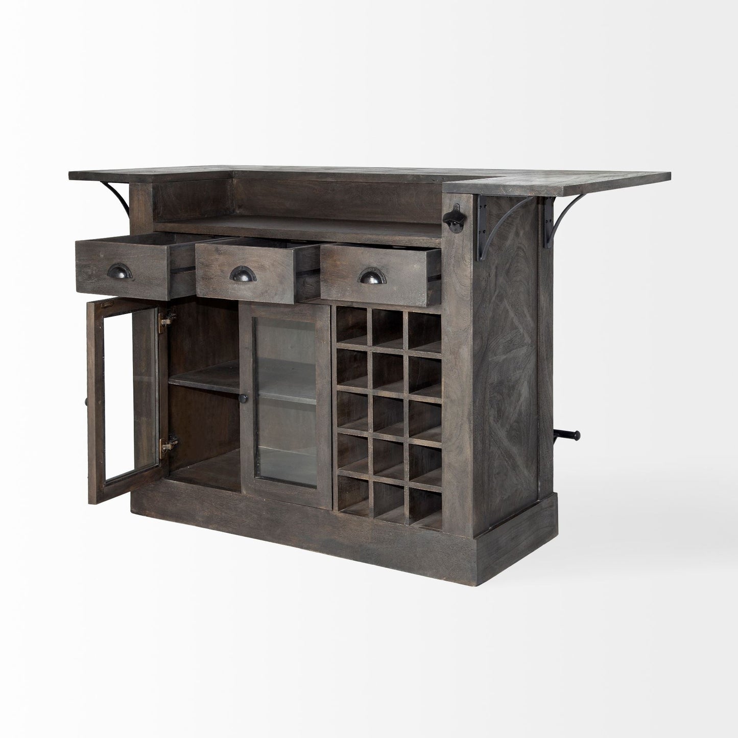 29" Gray Solid Wood Rolling Kitchen Island With Storage HomeRoots