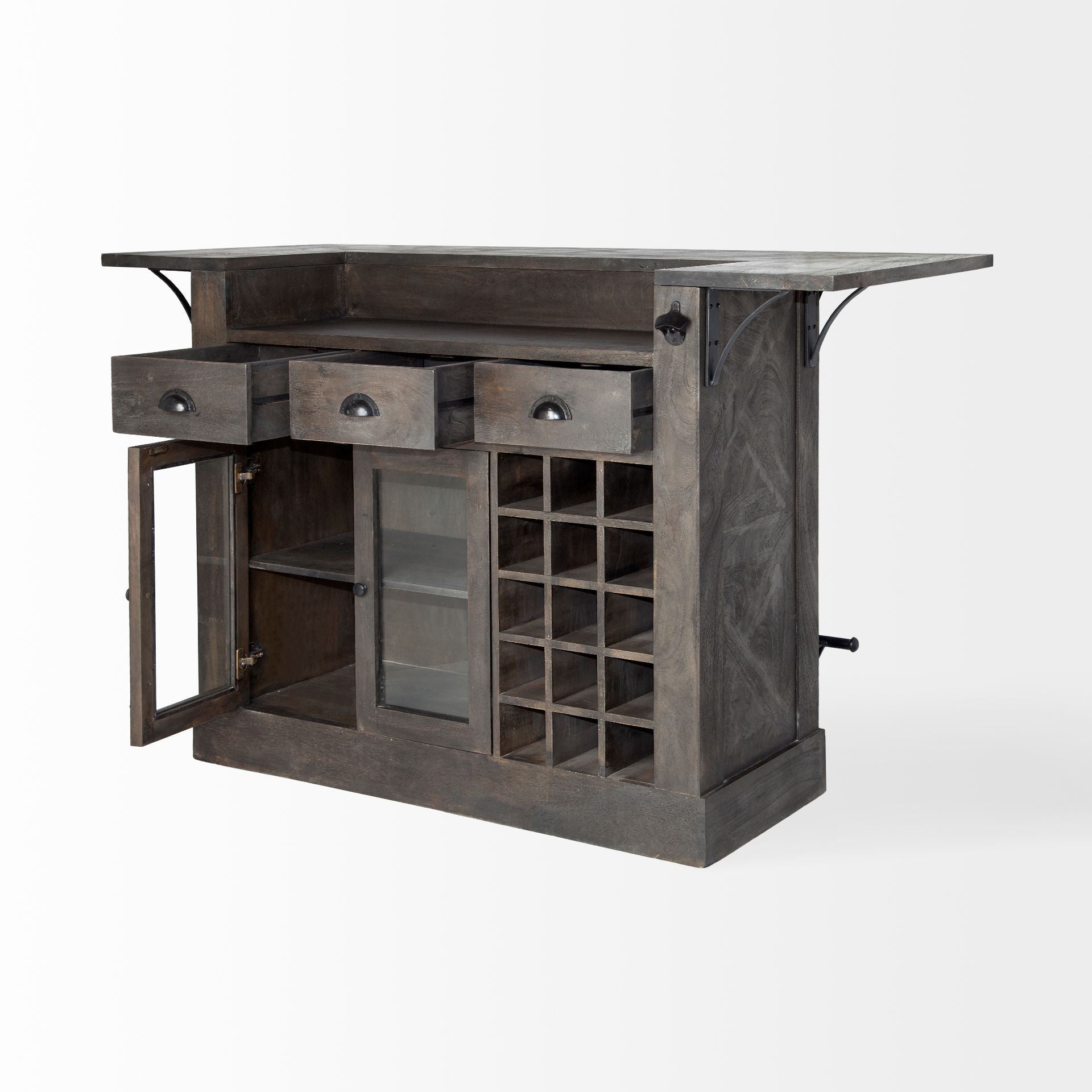 29" Gray Solid Wood Rolling Kitchen Island With Storage HomeRoots