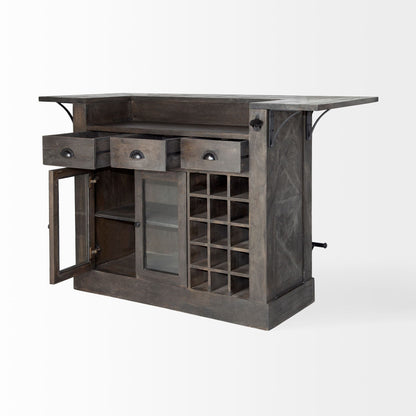 29" Gray Solid Wood Rolling Kitchen Island With Storage HomeRoots