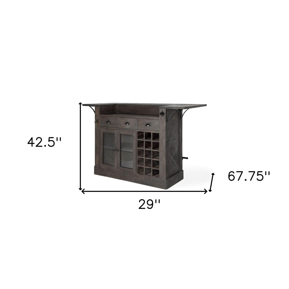 29" Gray Solid Wood Rolling Kitchen Island With Storage HomeRoots