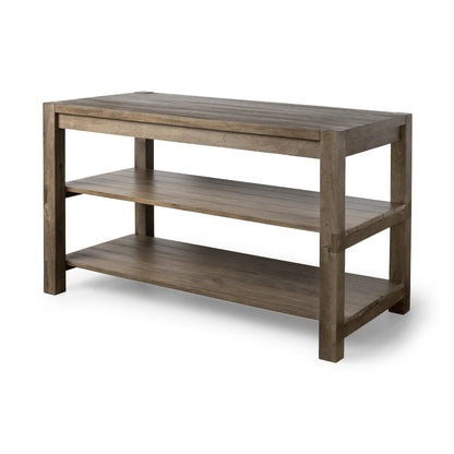 Brown Solid Wood Kitchen Island With Two Tier Smooth Counter Top HomeRoots