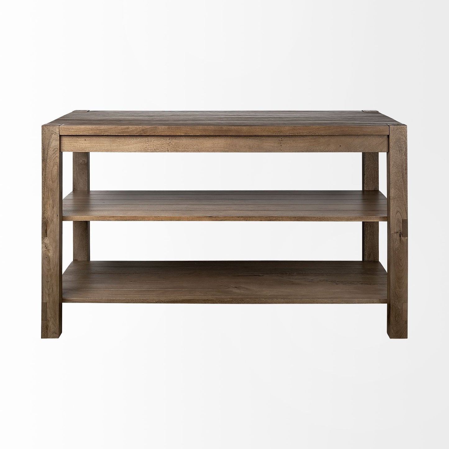 Brown Solid Wood Kitchen Island With Two Tier Smooth Counter Top HomeRoots