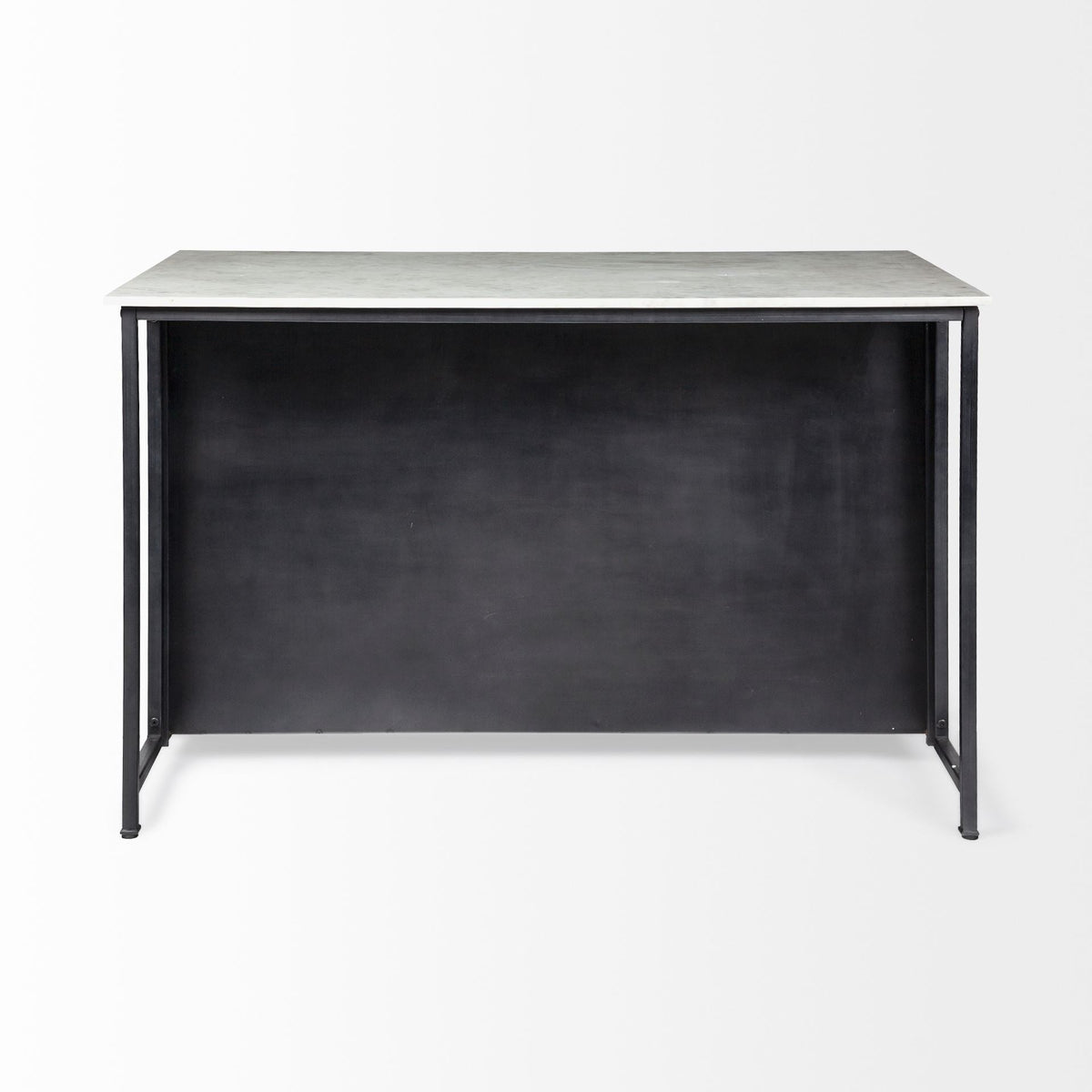 Solid Iron Black Body White Marble Top Kitchen Island With 4 Drawer — view 4