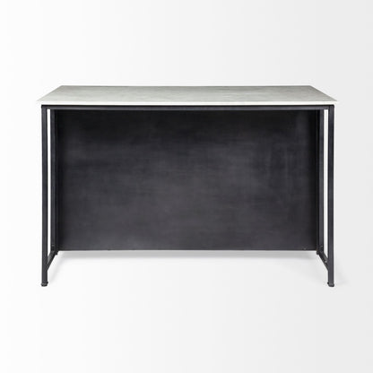 Solid Iron Black Body White Marble Top Kitchen Island With 4 Drawer HomeRoots
