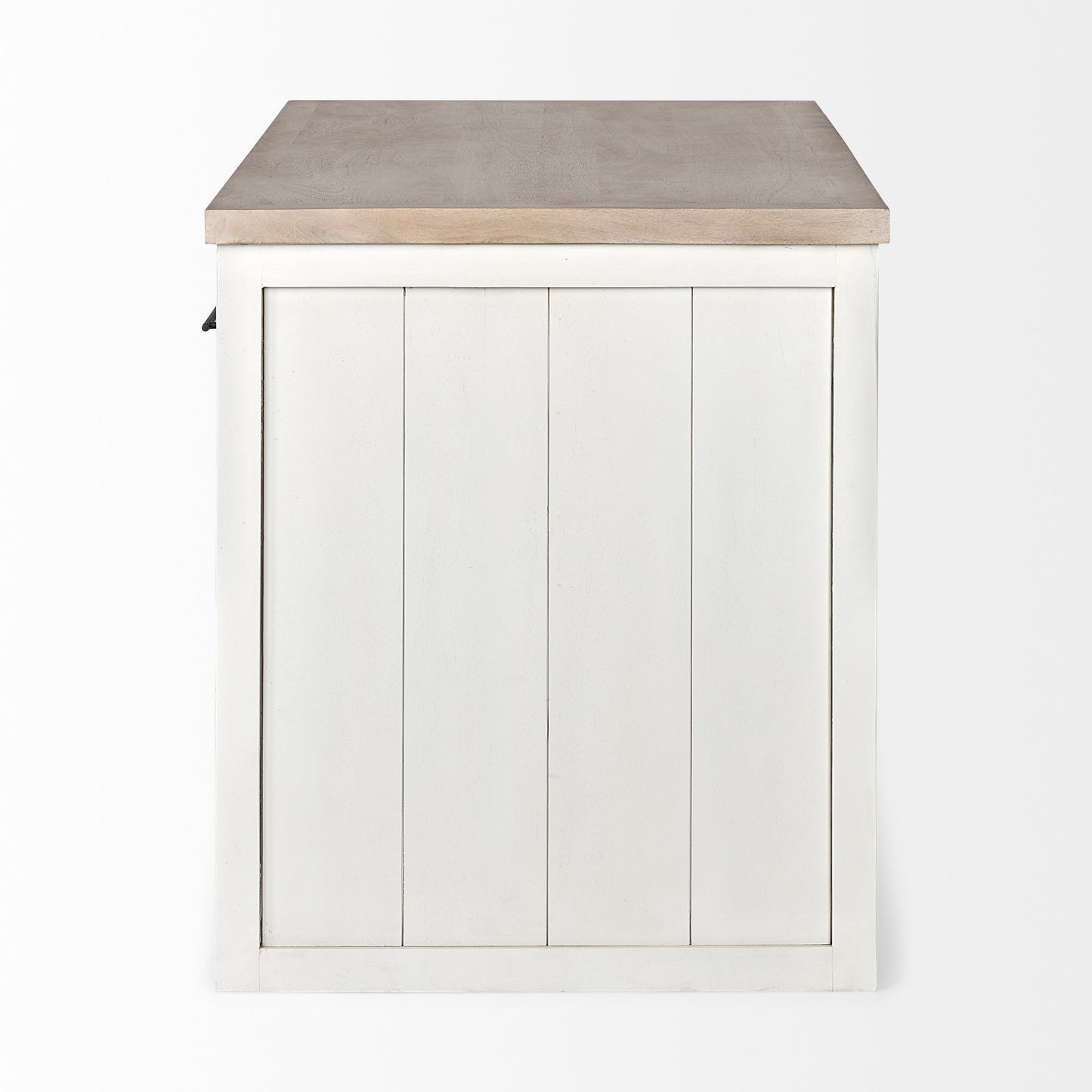 White And Brown Two Tone Wooden Kitchen Island With 3 Drawers HomeRoots
